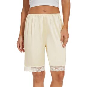 MANCYFIT Bloomers for Women Satin Pettipants for Under Dresses Culottes Slip 9" Inseam Half Slip Shorts
