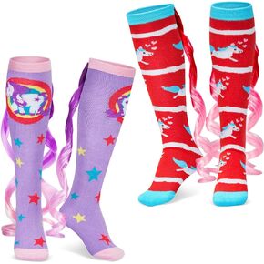 Tarpop Unicorn Socks for Woman 2 Pairs Cute Animal Crazy Novelty Unicorn Socks High Unicorn Socks Long Socks