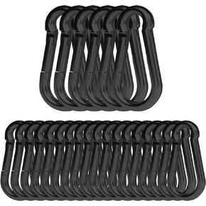 30PCS 4" Black Heavy Duty Spring Snap Hook, M10 3/8" Galvanized Steel Snap Hook Carabiner Quick Link Carabiner Clip, 500LBS Holding Capacity Quick Link Keychain for Swing Hammock Gym Outdoor