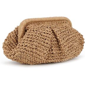 Straw Dumpling Clutch Bag Woven Straw Tote Straw Clutch Purse for Women Summer Beach Bag Wicker Clutch