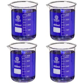 Glass Beakers Set - Science, Chemistry Classroom Supplies - Borosilicate Glass - Education, Research Equipment for Industrial and Academic Labs (250mL, 4-Pack)