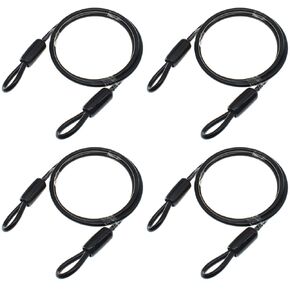 FDXGYH 4 Pcs 12 Inch Heavy Duty Steel Loop Cable Braided Stainless Steel PVC Coated Safety Wire Rope for Outdoor Travel Home Hanging Transport [5mm Thickness]