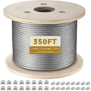 كابل من الفولاذ المقاوم للصدأ مقاس 1/4 بوصة، كابل طائرة بحبل سلكي بطول 350 قدمًا مع مشابك كابلات وكشتبانات لخط الانزلاق في الفناء الخلفي، وأضواء سلسلة ودرابزين على سطح السفينة، وبناء 6 × 37 جدائل in Kuwait