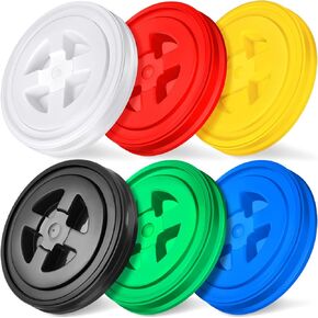 6 Pieces 5 Gallon Bucket Lids Plastic Storage Bucket Screw Seal Lids Leak Proof Screw Pail Lid Sets for Cereals Grain Pet Food Coatings Paint Industrial Storage Buckets (Assorted Color)