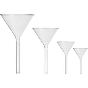 قمع مسحوق الكيمياء، قمع قصير الجذع، مجموعة قمع زجاجي، أدوات زجاجية للمختبرات 45 مم، 50 مم، 75 مم، 100 مم (4 قطع) أدوات زجاجية للمختبر، قمع منفصل، أدوات زجاجية in Kuwait