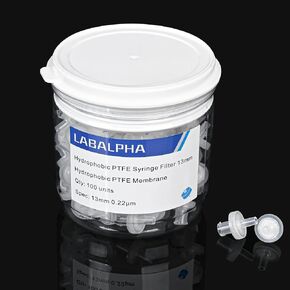 Syringe Filters PTFE 100 Pack Lab Filters Pore Size Hydrophobic Filtration (13mm 0.22μm)