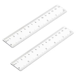 2 Pack 6 inch Clear Plastic Ruler Straight Shatterproof Transparent Rulers for Office Supply (Clear)