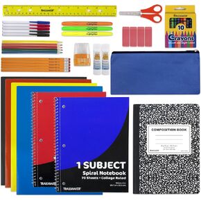 Trail maker 45 Piece School Supply Kit Grades K-12 - School Essentials Includes Folders Notebooks Pencils Pens and Much More!