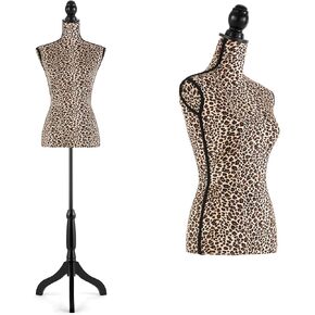 فستان على شكل عارضة أزياء أنثوية، جسم عارضة أزياء بارتفاع قابل للتعديل مع حامل للخياطة، العرض، طباعة الفهد in Kuwait