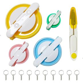 Pompom Makers 4 Size Pom Poms Maker Tool Set DIY Fluff Ball Weaver for DIY Wool Yarn Knitting Craft Project with Cutter Scissors and 10pcs Key Rings
