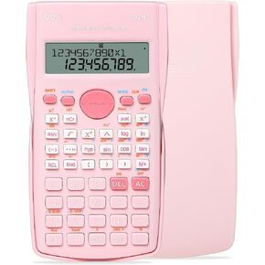 deli Pink Scientific Calculator, 2 Line Cute Calculator Scientific Math Calculator for Students Algebra Geometry Basic Caculator for Middle and High School Students College School Supplies