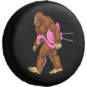 Bigfoot Carrying Lawn Flamingo Spare Tire Cover - Waterproof Universal Spare Wheel Tire Cover - for Trailer, Camper, SUV 14-17 Inch