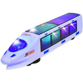 WolVolk Beautiful 3D Lightning Electric Bullet Train Toys for Boys 4-7- Electric Toy Train - Toy Bullet Train with Music, goes Around and Changes Directions on Contact