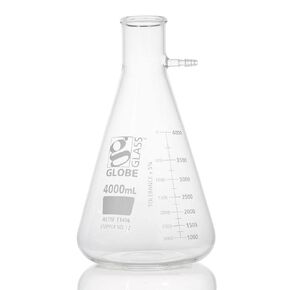 Globe Glass, Filtering Flask, 4000mL, Dual Graduations, ASTM E1406, 1/Box