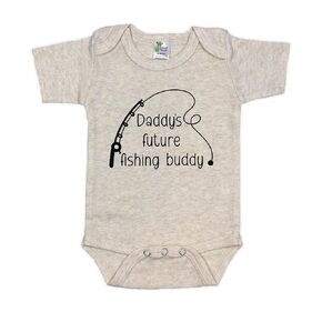 New Baby Reveal for Daddy - Pregnancy Announcement Infant Bodysuit - Surprise For Dad - Daddy's Future Fishing Buddy (Natural)