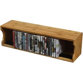 DVD CD Rack Holder CD Storage Box,Media Storage Organizer - Wood Media Storage Box for Collection,Display,Storage and Organization(Size:55.5x14.5x20cm/21.85x5.7x7.87in)