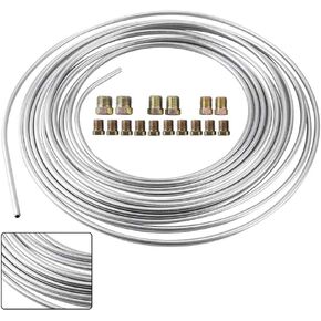 3/16" Brake Line Kit Steel Tube Roll with Fittings 25 Feet Zinc-coating Flexible Steel Roll Brake Line With Fittings