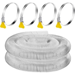 Amylove Flexible PVC Dust Collection Hose with Stainless Steel Hose Clamps Clear Vacuum Hose Dust Collection Fittings Dust Collector Accessories for Woodworking (1 Set,5 Inch, 10 ft)