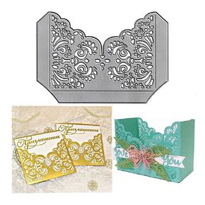 Wedding Invitation Card Border Cutting Dies, Invitation Lace Flower Border Die Cuts Metal Embossing Stencils Template Mould for Card Scrapbooking and DIY Craft Album Paper Card Decor
