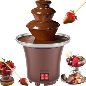 Electric Chocolate Fountain Machine，3 Layer Cheese Fountain Machine，Hold 10oz Chocolate Fondue Fountain，Stainless Steel Cheese Fountain Melting Machine，Auto Off Household Chocolate Fountain for Candy