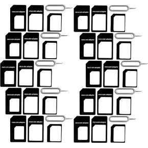 (10 عبوات) محول Nano Sim الجديد ومحول Micro Sim ومحول Nano إلى Micro مع إبرة دبوس إخراج Sim - أسود (10 عبوات)