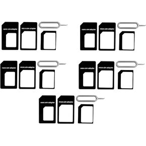(10 Pack) New Nano Sim Adapter and Micro Sim Adapter and Nano to Micro Adapter with Sim Eject Pin Needle - Black (10 Pack)