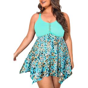 NIeyook Womens Plus Size Tankini Swimsuit 2024 Two Piece Tummy Control Bathing Suits for Women Swim Dress with Shorts