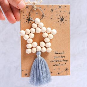 Wooden Bead Tassels (30 pcs set) for Wedding Guest Favors, Baby Shower Favors for Boys, Christening Gifts for Boys, Bridal Shower Party Favors, Thank You Gifts. (Blue30)