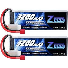 Zeee 3S Lipo Battery 3200mAh 11.1V 50C Soft Case Battery with Deans T Connector for RC Airplane RC Helicopter RC Car RC Truck RC Boat UAV Drone FPV(2 Pack)