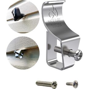 Vinyl Siding Hooks (12 Pack) Vinyl Siding Clips for Hanging Outdoor Decorations for Patio - Heavy Duty No-Hole Needed Siding Screws Stainless Steel Hanger for Mount Home Security Camera, Porch Décor