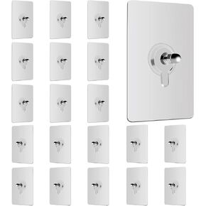 20Pcs Adhesive Wall Mount Screw Hooks, No-Trace Sticker Screw Hanging Nails for Bathroom Kitchen (FlatHeadScrew)