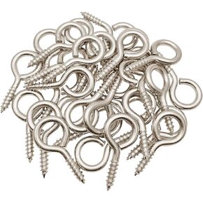 WANBAO 1 Inch Small Screw Eyes Metal Screw Hooks 100 Pcs Ring Screws Fasteners Hardware Tools Black