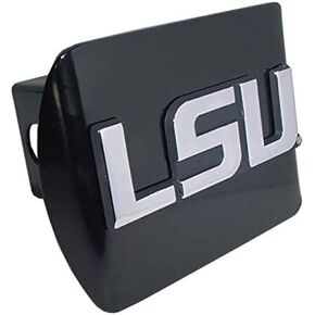 LSU Louisiana State University "Black with Chrome LSU Emblem" NCAA College Sports Trailer Hitch Cover Fits 2 Inch Auto Car Truck Receiver