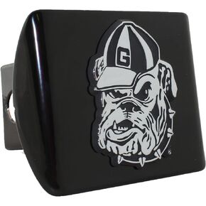 University of Georgia Bulldog Mascot on Black Metal Hitch Cover