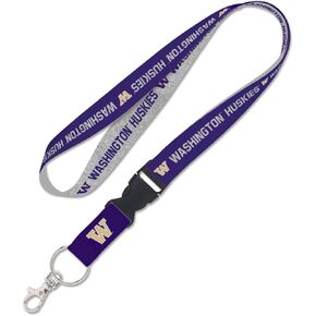 University Washington Huskies Lanyard with Detachable Buckle 1" Width - Heathered/Jersey Print