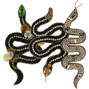 Snake Patches Beaded Flower Snake Badges Applique Motif Sew on Patches for Shoes Clothes Bags Decorated Accessories 3 pieces