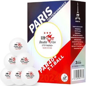 2024 Paris Olympics 3-Star Table Tennis Balls - White 40+ ABS Balls - High Performance & Ultimate Durability Ping Pong Balls 6 Pack