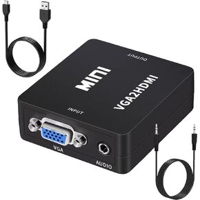 VGA to HDMI Adapter with Audio, VGA to HDMI Converter, for VGA Computer/Laptop to HDMI Monitor/TV(Not Bidirectional)