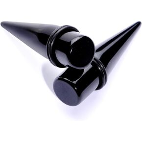 Body Candy Unisex Ear Gauges Stretching Kit Straight Tapers for Stretched Ears Black Acrylic Taper Set