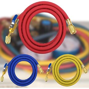 Upgrade Version 29985 Plus II 1/4" Hose with Compact Ball Valve,1/4" FL to 1/4" FL Vacuum Certified Refrigerant Hose,for R410A and all Common Refrigerants- 800 PSI Working Pressure 5' (Pack of 3)