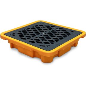 Spill Containment Pallet, Spill Containment Platform with Drain, Spill Containment Tray 1 Drum Capacity, 26.4 x 26.4 x 6 Inches (26.4''x26.4''x 6''/1 Drum)