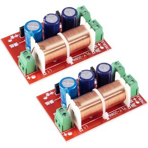 2pcs 400W Adjustable Multi Speaker Treble/Bass 2 Unit Audio Frequency Divider 2 Way Crossover Filters Updated Version (2pcs)