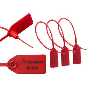 100 Plastic Tamper Seals Security Seal Numbered Breakaway Zip Ties for Fire Extinguishers Tags Fire Extinguisher Tamper Seal Red Safety Seals Labels Pull Tight Security Tags Security Ties