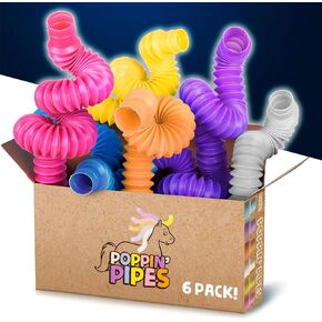 BUNMO Pop Tubes | Sensory Toys | Hours of Fun for Kids | Imaginative Play & Stimulating Creative Learning | Toddler Sensory Toys | Tons of Ways to Play | Connect, Stretch, Twist & Pop (Large 6 Pack)