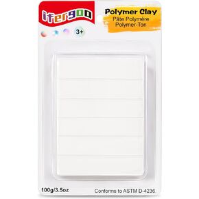 ifergoo Polymer Clay, White Oven-Bake Clay, Non Toxic, 3.5 oz. bar, Great for Modeling, Sculpting, Holiday, DIY, Mixed Media and School Projects. Great for Kids and Beginners!