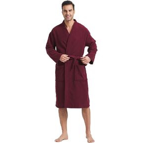 FashGudim Terry Cloth Robes for Men Big and Tall Short Mens Kimono Robe Super Absorbent Spa Bathrobe Calf Length With Pockets