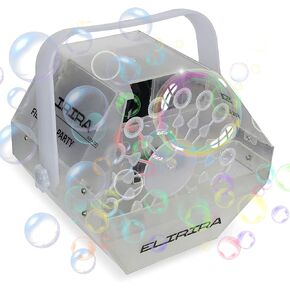 Transparent Portable Bubbles Machine with Colour LED Lights,Professional Automatic Bubble Maker with High Output for Outdoor Indoor Use