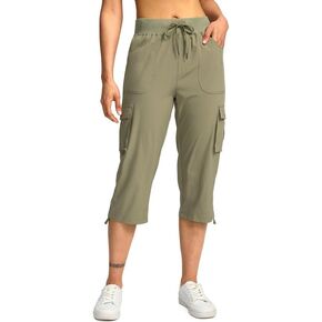 Pudolla Women's Cargo Capri Pants Lightweight Quick Dry Hiking Pants Summer Travel Casual Capris with 5 Pockets