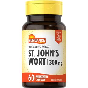 St. John's Wort 300mg | 60 Capsules | Non-GMO and Gluten Free Standardized Extract | by Sundance
