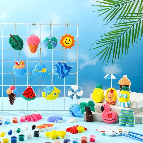 Syhood 24 Pcs Easter Painting Kit for Adults Easter Crafts Ready to Paint Your Own Ceramic DIY Unpainted Easter Bunny Egg Ceramics Easter Ceramics to Paint Easter Ornaments Crafts Gifts for Adults in Saudi Arabia